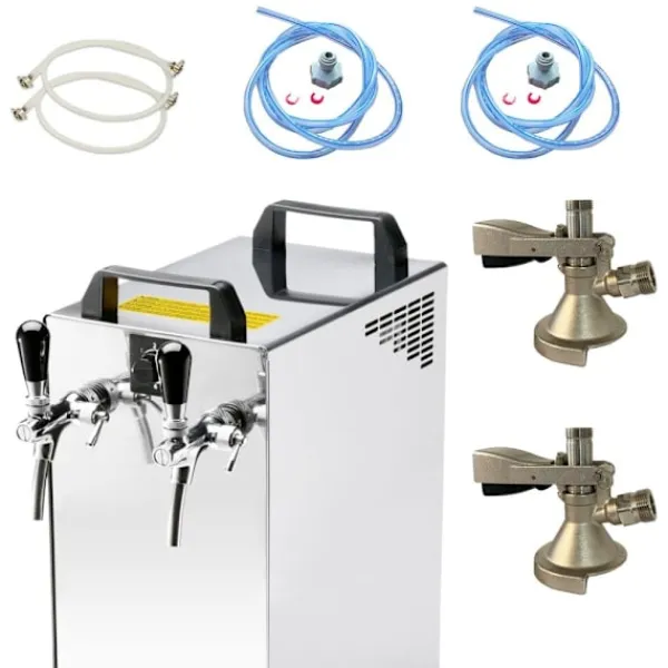 Ølhaner>Komplet sæt fadølsanlæg kontakt 40 / K 2 linjer, 50 liter/h rustfrit stål, med membranpumpe, øl tryk, KEG:Typ G, KEG 2:Type D