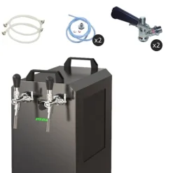Ølhaner>Komplet sæt fadølsanlæg STREAM 80K med luftpumpe, ølkasse, flowkøler 2-linet tørkøler, KEG 2:Type M, KEG:NC adapter