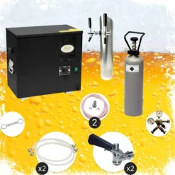 Ølhaner>Komplet sæt til underbord Fadølsanlæg, AS-40, 2 linier våd køligere, grønne linje, KEG:5 liters adapter, KEG 2:Type D