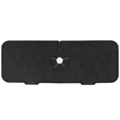 Måtter & Gitter Til Køkkenvaske>Kran Absorberande matta Tvättbar Återanvändbar Silikon Diskbänk Bänkskiva Vattenfångare för kök Badrum RV 61x14cm Svart