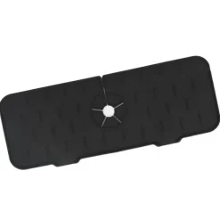Måtter & Gitter Til Køkkenvaske>Kran Absorberande matta Tvättbar Återanvändbar Silikon Diskbänk Bänkskiva Vattenfångare för kök Badrum RV 61x14cm Svart