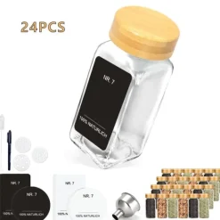 Krydderiglas Sæt, Miljøvenlige Låg, Lufttæt Forsegling,M-a, 24PCS Sale