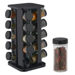 Køkkenorganisering>Krydderihylde, Roterende, 33,5x20x20 cm, Sort