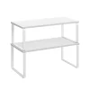 Køkkenorganisering>Krydderihyldesæt med 2, kan udvides og stables, skyhvid-snehvid, 19,5 x 39,7 x 15,8 cm (D x B x H). Mål på den lille hylde: 18,5 x 39,7 x 13,7 cm.