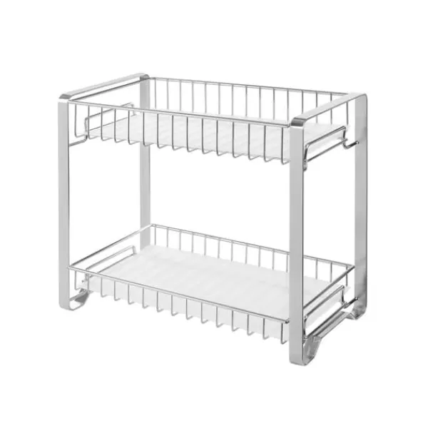 Køkkenorganisering>Krydderiristen i 2 niveauer på 31 x 16 x 25,7 cm fylder kun lidt i køkkenet, men med sine 2 hylder tilbyder den masser af plads til krydderier og l