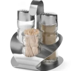 Krydderisæt i rustfrit stål salt peber tandstikker - Hendi 465325 Clearance