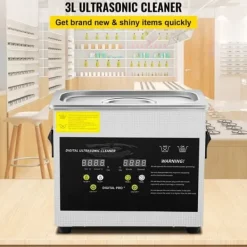 3L Digital Ultrasonisk Renser, Varmefunktion, Timer, Smykker, Glasrengøring New