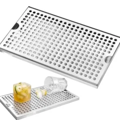 Bordskånere Til Glas>Øl drypbakke i 304 rustfrit stål til Kegerator med skridsikre puder for optimal stabilitet og funktionalitet.