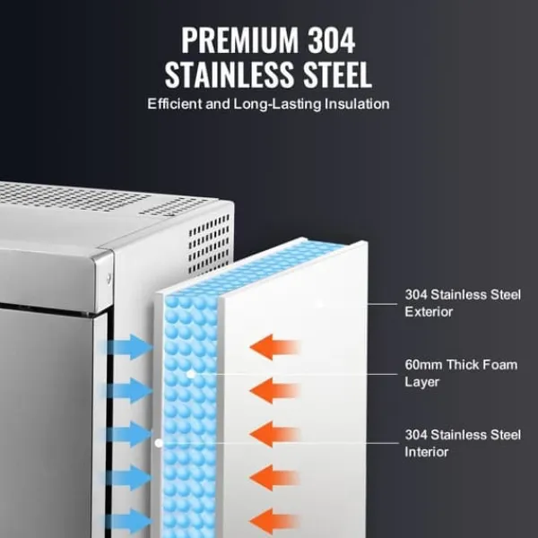 Frysere>32L kommerciel blæstfryser, 4 bakker, hurtig nedkøling, perfekt til skaldyr og isdessert.