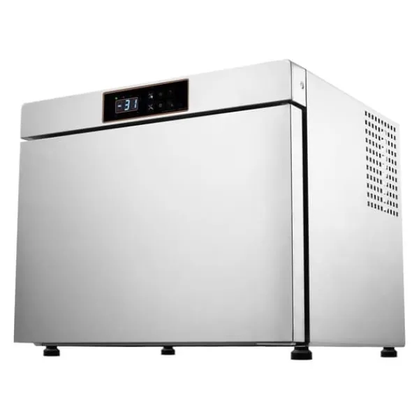 Frysere>32L kommerciel blæstfryser, 4 bakker, hurtig nedkøling, perfekt til skaldyr og isdessert.