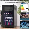 76L Minikøleskab, 6L fryser + 70L køleskab, LED-lys, til 51 dåser, lydløs drift, kompressor, justerbare hylder New