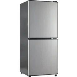 106L minikøleskab, 60L køleskab + 46L fryser, 7 temperaturer, sølvdør, LED-lys, justerbare hylder, 166 kWh/år