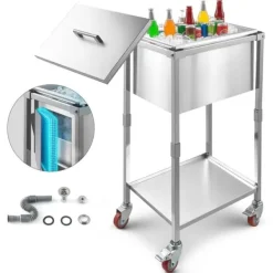 Isspande & Kølere>31L Rullende Kølekasse, Udendørs Stående Iskasse på Hjul, Transportabel, Robust Design