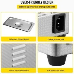 0,8L Ultralydsrensere med digital timer til smykker og briller. 35W rustfrit stål - ideel til hjemmebrug og kommerciel rengøring.