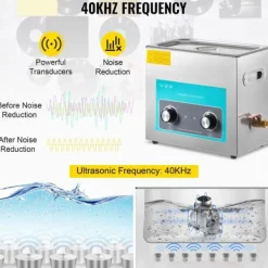 6,5L Ultrasonic Cleaner til smykker, tandproteser og musikinstrumenter. Med varme, timer og knapkontrol for effektiv rengøring. Discount