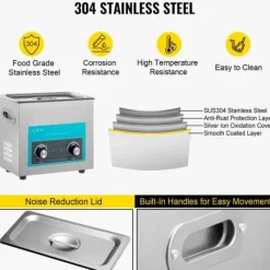 6,5L Ultrasonic Cleaner til smykker, tandproteser og musikinstrumenter. Med varme, timer og knapkontrol for effektiv rengøring. Discount