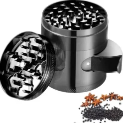 4-lagers 60 mm örtkvarn zinklegering Kryddgräskvarn med magnetiskt lock