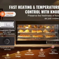 Madopvarmere>3-lags kommercielt madvarmer Display Bordplade pizzaskab med belysning, hurtig opvarmning, energieffektiv