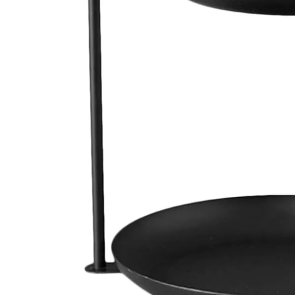 2-lags serveringsbakke i jern, vandtæt opbevaringsfad i flere lag til sofabord, fest, sort Outlet