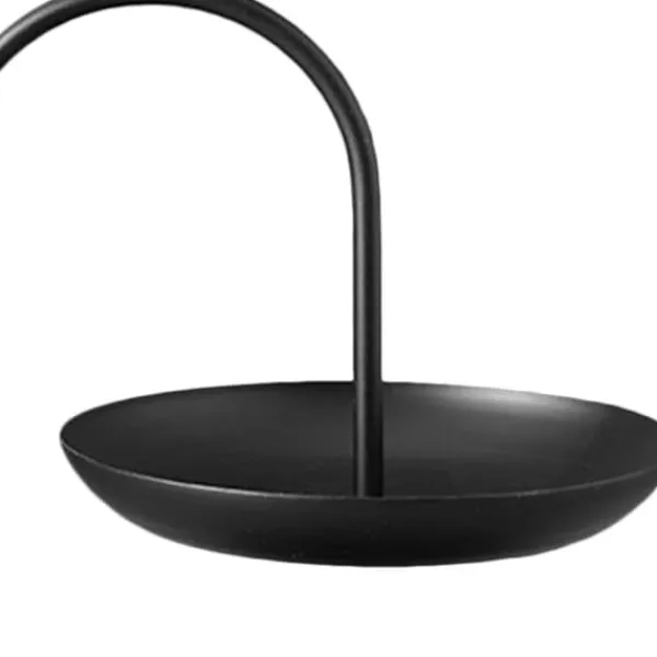 2-lags serveringsbakke i jern, vandtæt opbevaringsfad i flere lag til sofabord, fest, sort Outlet