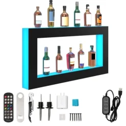 LED-lysende spiritusflaske displayhylde, barhylde, RF & app kontrol, 48 tommer, moderne design Hot