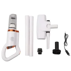 Håndstøvsugere>Ledningsfri Støvsuger Letvægtsstøvsuger med 8500PA Kraftig Sugeevne 500ml Støvkop Håndstøvsuger til Hårde Gulvtæpper Hvid