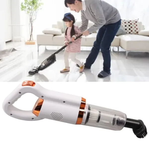 Håndstøvsugere>Ledningsfri Støvsuger Letvægtsstøvsuger med 8500PA Kraftig Sugeevne 500ml Støvkop Håndstøvsuger til Hårde Gulvtæpper Hvid
