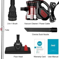 Håndstøvsugere>Ledningsført håndholdt støvsuger, 500-999W effekt, Cyclone støvspand teknologi.,Rød, EU
