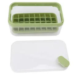 Letudløsende isterningbakke i plastik med 32 gitter, isbakke med låg, beholderske til fryser, grøn Best