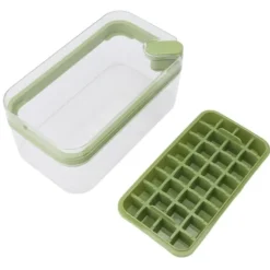 Letudløsende isterningbakke i plastik med 32 gitter, isbakke med låg, beholderske til fryser, grøn Best