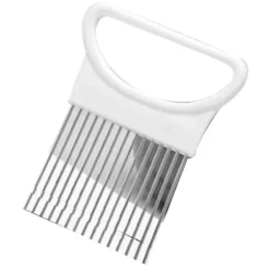 Løgholder i rustfrit stål Løgskæreassistent Rustfrit stål køkkenudstyr til udskæring af kødtråd Frugt Grøntsager Hvid Discount