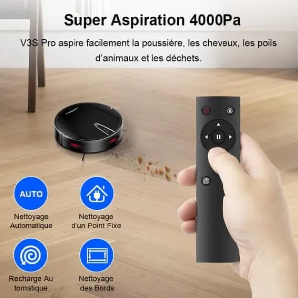 LIECTROUX V3S PRO - Ansluten robotdammsugare - 4000 Pa - Kartnavigering - Autonomi 120 min - 4400mAh batteri Sale
