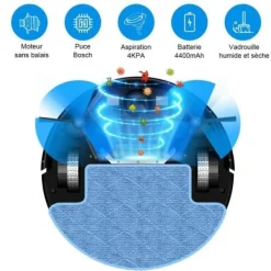 LIECTROUX V3S PRO - Ansluten robotdammsugare - 4000 Pa - Kartnavigering - Autonomi 120 min - 4400mAh batteri Sale