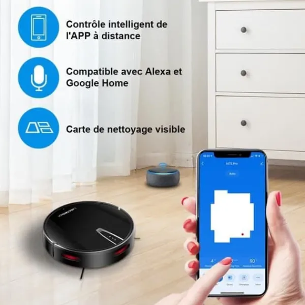 LIECTROUX V3S PRO - Ansluten robotdammsugare - 4000 Pa - Kartnavigering - Autonomi 120 min - 4400mAh batteri Sale