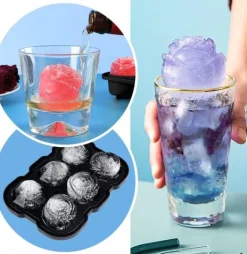 Lollanda 6 rum isterningskål med låg, isterninger, rund, kugle, BPA-fri, genanvendelig, iskugleformer Best