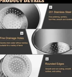 Lollanda 2 stk Rustfrit Stål Svaneformet Vaskekurv, Svane Vask Si Kurv, Vask Vask Kurv