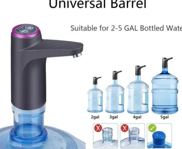 Lollanda elektrisk automatisk vandflaskepumpe til camping og hjemmebrug, USB-opladning, spandvandspumpe, automatisk drikkepumpe - sort Outlet