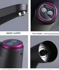 Lollanda elektrisk automatisk vandflaskepumpe til camping og hjemmebrug, USB-opladning, spandvandspumpe, automatisk drikkepumpe - sort Outlet