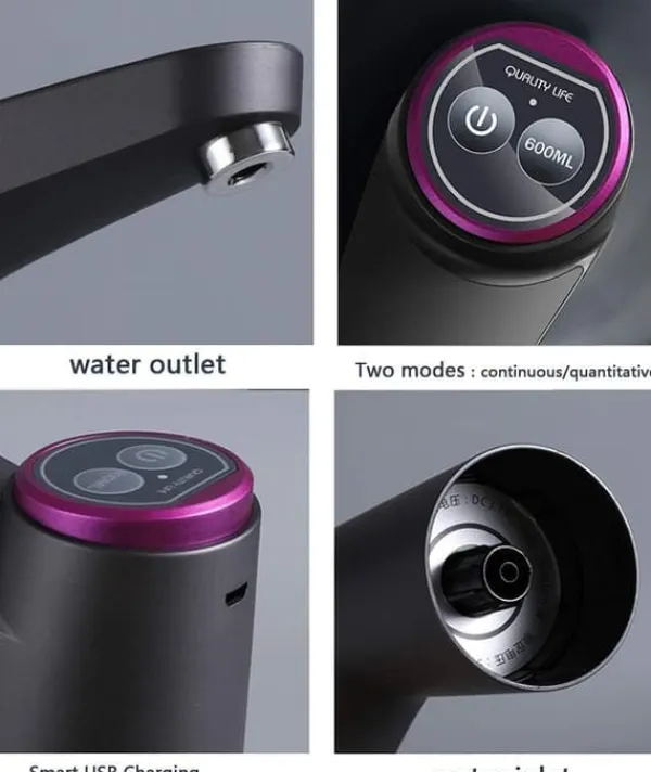 Lollanda elektrisk automatisk vandflaskepumpe til camping og hjemmebrug, USB-opladning, spandvandspumpe, automatisk drikkepumpe - sort Outlet