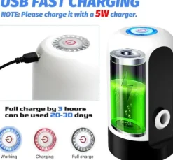 Lollanda elektrisk vanddispenser, flaskevandsdispenser universal usb genopladelig elektrisk vandflaskepumpe til hjem og camping Clearance