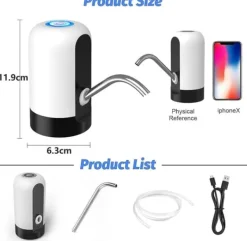 Lollanda elektrisk vanddispenser, flaskevandsdispenser universal usb genopladelig elektrisk vandflaskepumpe til hjem og camping Clearance