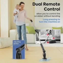 Rengøringsudstyr>Lollanda 8-i-1 elektrisk rengøringsbørste – Trådløs skrubning med forlængerhåndtag, 8 børstehoveder, IPX7 vandtæt, til badeværelse og gulv