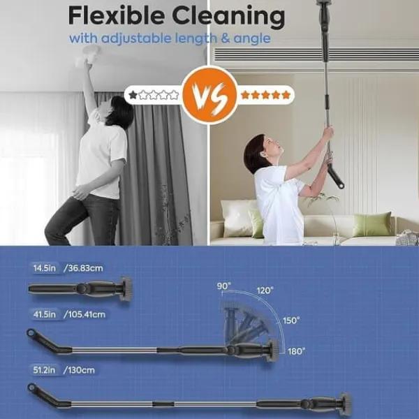 Rengøringsudstyr>Lollanda 8-i-1 elektrisk rengøringsbørste – Trådløs skrubning med forlængerhåndtag, 8 børstehoveder, IPX7 vandtæt, til badeværelse og gulv