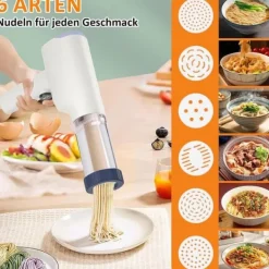 Pastamaskiner>Lollanda Lollanda 6-i-1 automatisk pastamaskine, elektrisk pastamaskine, håndholdt automatisk pastamaskine, ergonomisk design, nem at rengøre