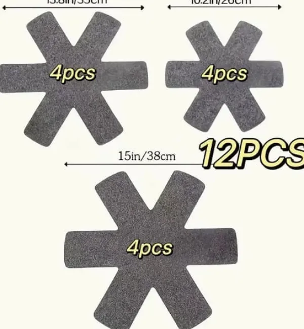 Køkkenorganisering>Lollanda 12-pak beskyttelsesmellemlag til køkkenredskaber i 3 størrelser – grydebeskyttere, stabelskærme og skillemåtter til beskyttelse og opbevaring | CDON