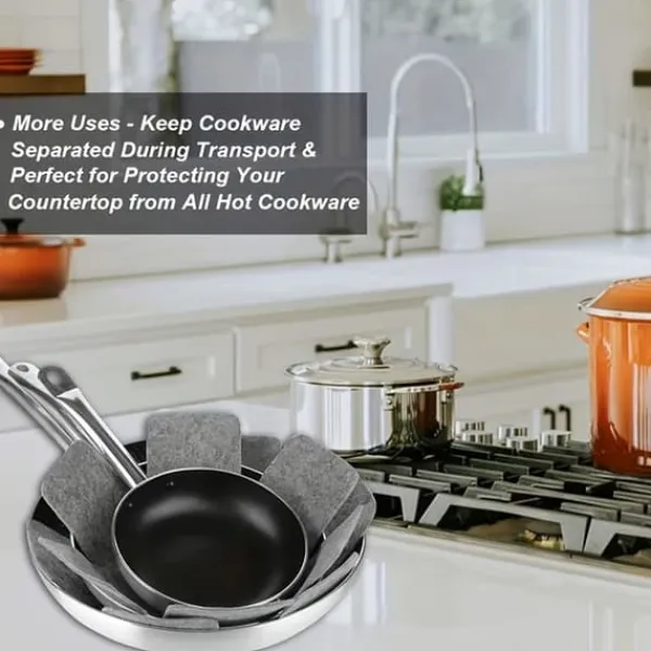 Køkkenorganisering>Lollanda 12-pak beskyttelsesmellemlag til køkkenredskaber i 3 størrelser – grydebeskyttere, stabelskærme og skillemåtter til beskyttelse og opbevaring | CDON