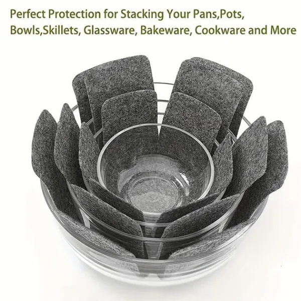 Køkkenorganisering>Lollanda 12-pak beskyttelsesmellemlag til køkkenredskaber i 3 størrelser – grydebeskyttere, stabelskærme og skillemåtter til beskyttelse og opbevaring | CDON