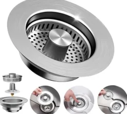 Lollanda Vaskesi - Kurveventil, 3-i-1 Vaskesi Rustfrit Stål, Køkkensi med Aftagelig Kurv, Let at rengøre New