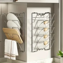 Køkkenorganisering>Lollanda væghængt metalhylde til låg, flerlags køkkenopbevaring til gryder og pander