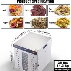 Maddehydrator, 46x42x46,5 cm, rustfrit stål New